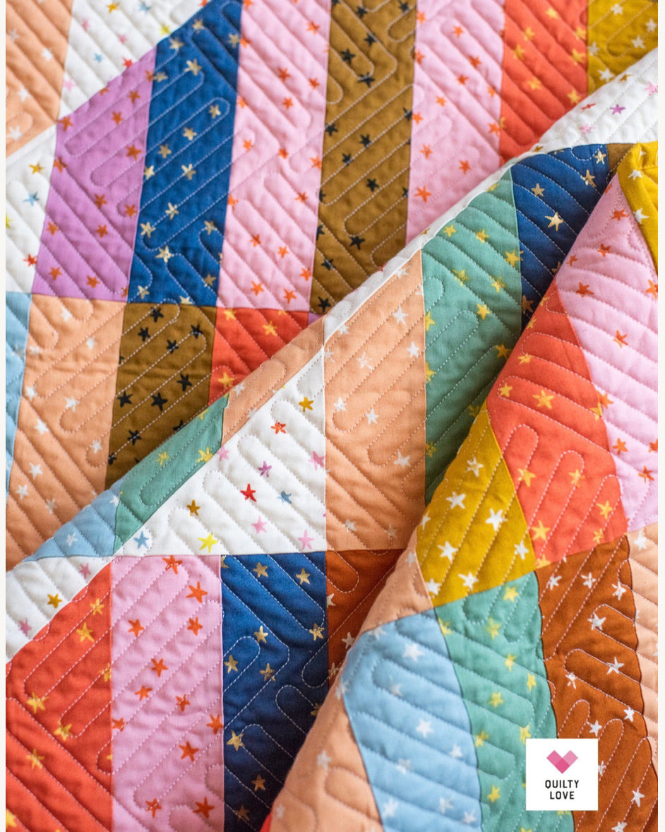 HAPPY STRIPES Quilty Love Pattern Stash Buster Quilt by Emily Dennis #144 - Good Vibes Quilt Shop