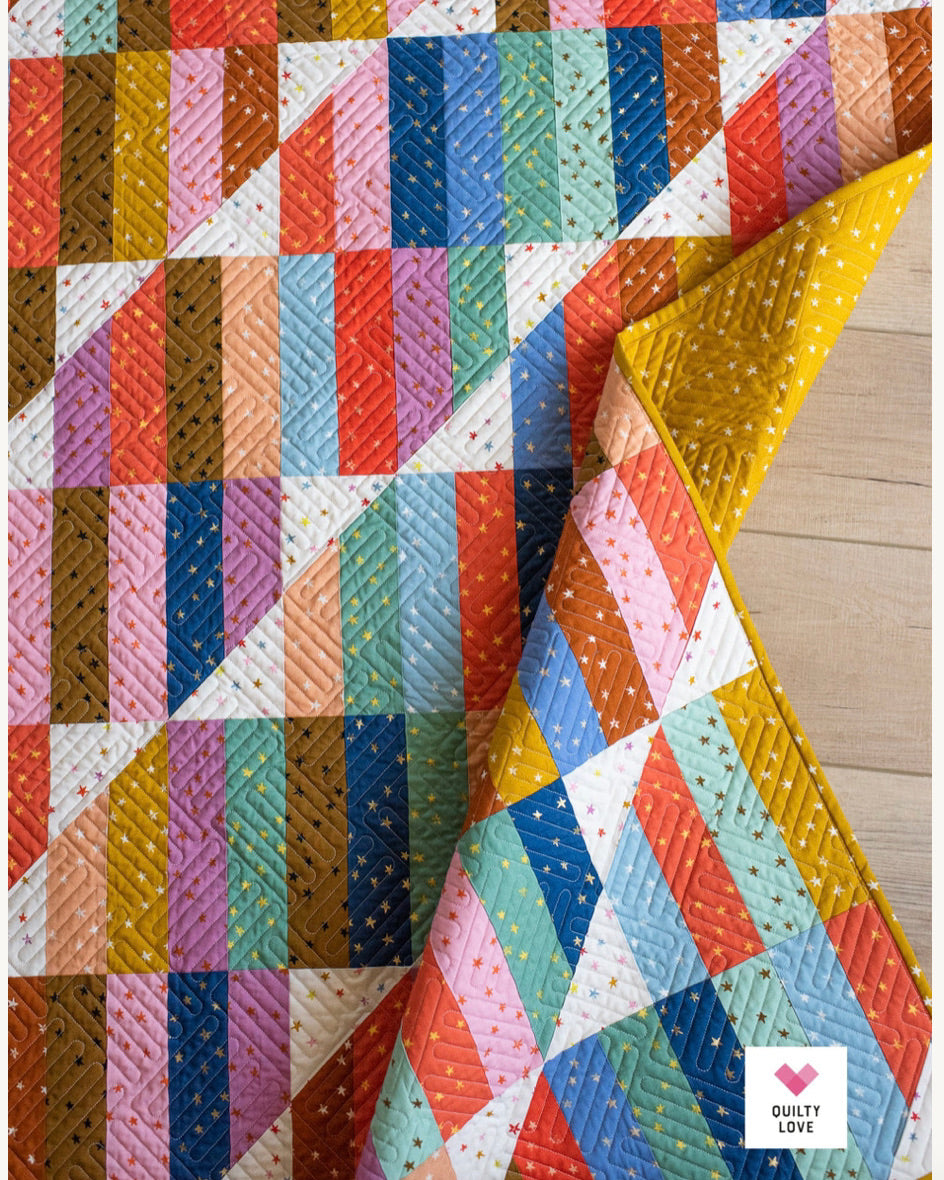 HAPPY STRIPES Quilty Love Pattern Stash Buster Quilt by Emily Dennis #144 - Good Vibes Quilt Shop