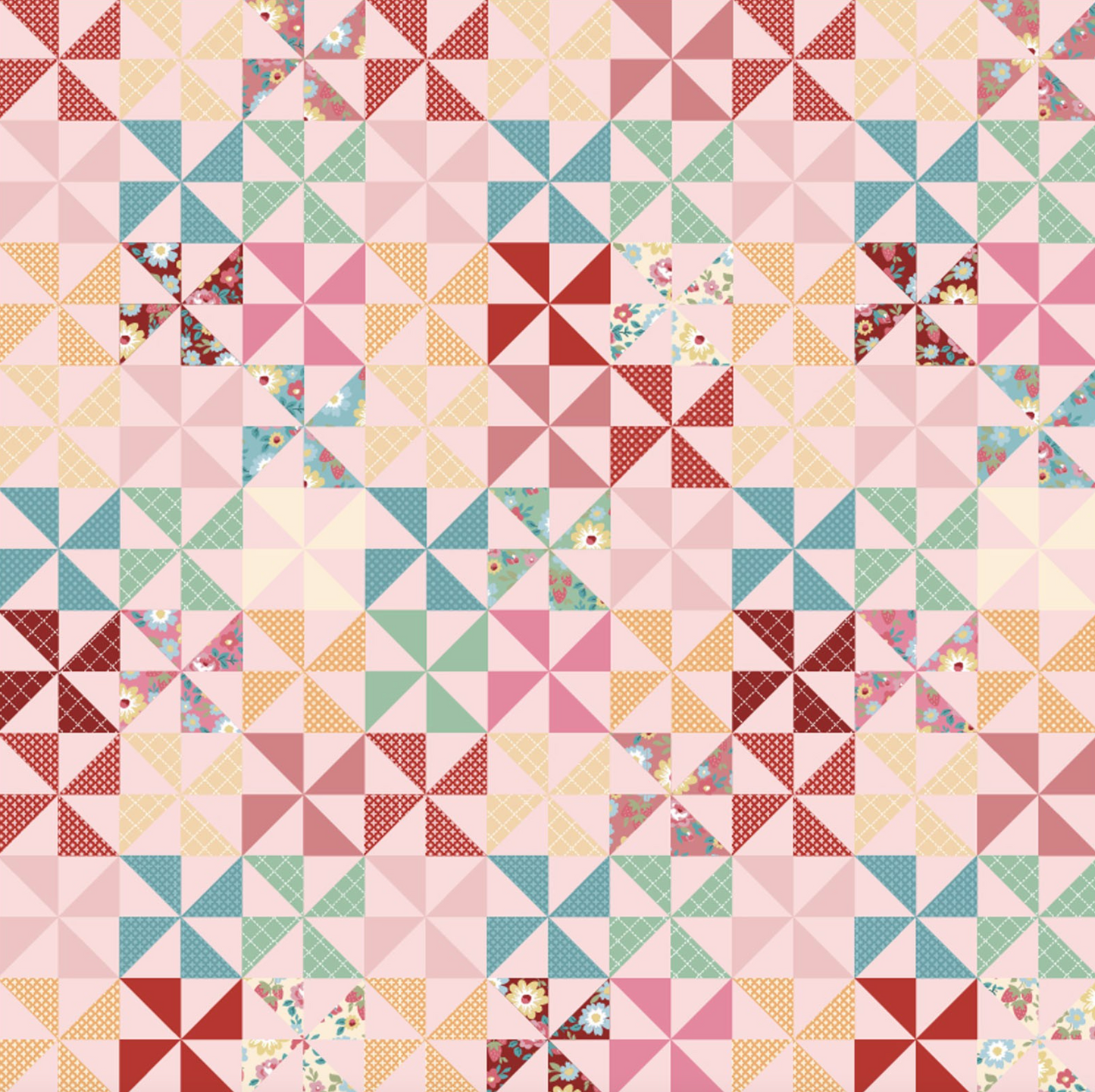 Hopscotch and Freckles, HF21907, Pinwheels, Pink, sold by the 1/2 yard - Good Vibes Quilt Shop