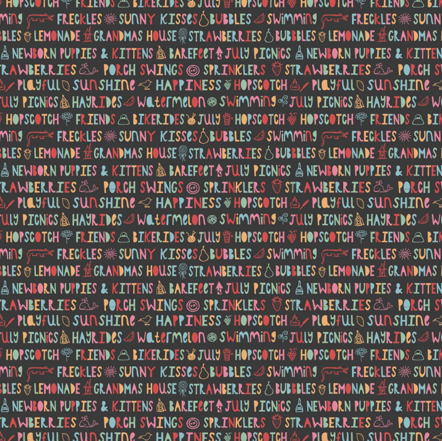 Hopscotch and Freckles, HF21911, Sunny Kisses, Black, sold by the 1/2 yard - Good Vibes Quilt Shop