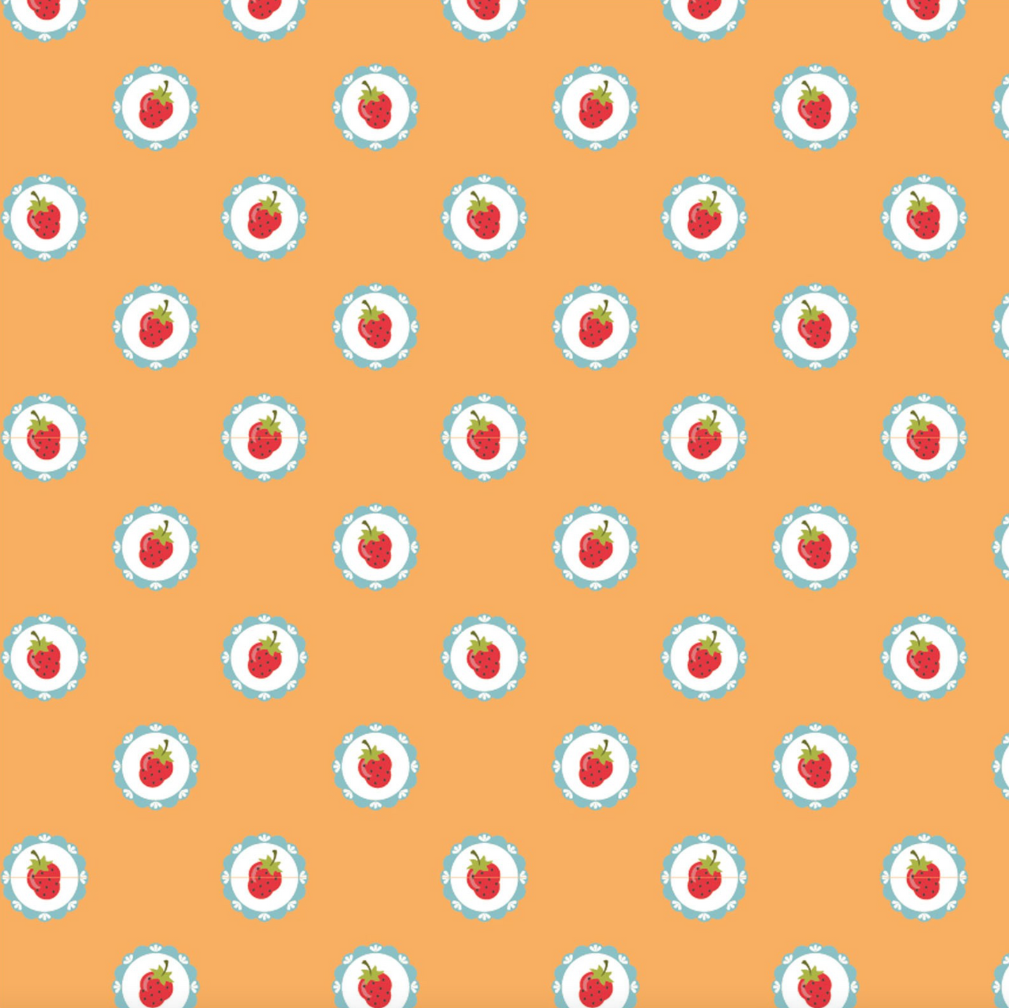 Hopscotch and Freckles,HF21912, Vintage Strawberries, Yellow, sold by the 1/2 yard - Good Vibes Quilt Shop