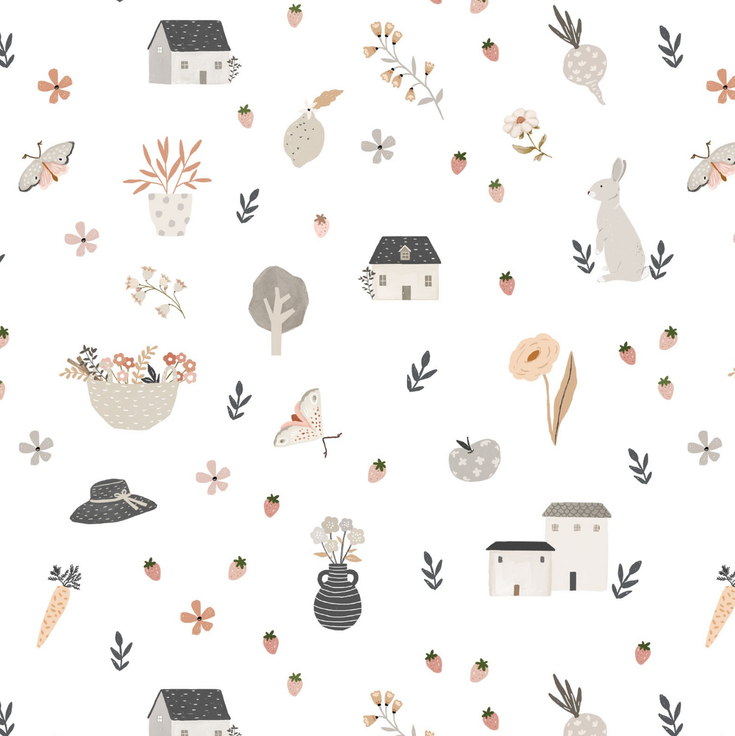 House and Home, HH22157 Happy Home White, sold by the 1/2 yard - Good Vibes Quilt Shop