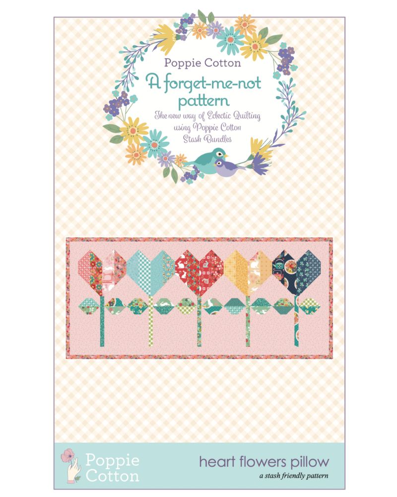 Heart Flowers Pillow, from the Forget Me Not Collection, a STASH BUSTER PATTERN! - Good Vibes Quilt Shop