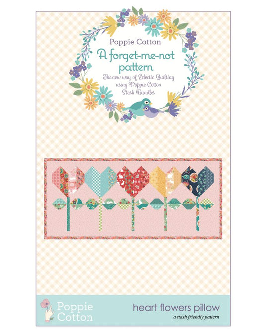 Heart Flowers Pillow, from the Forget Me Not Collection, a STASH BUSTER PATTERN! - Good Vibes Quilt Shop