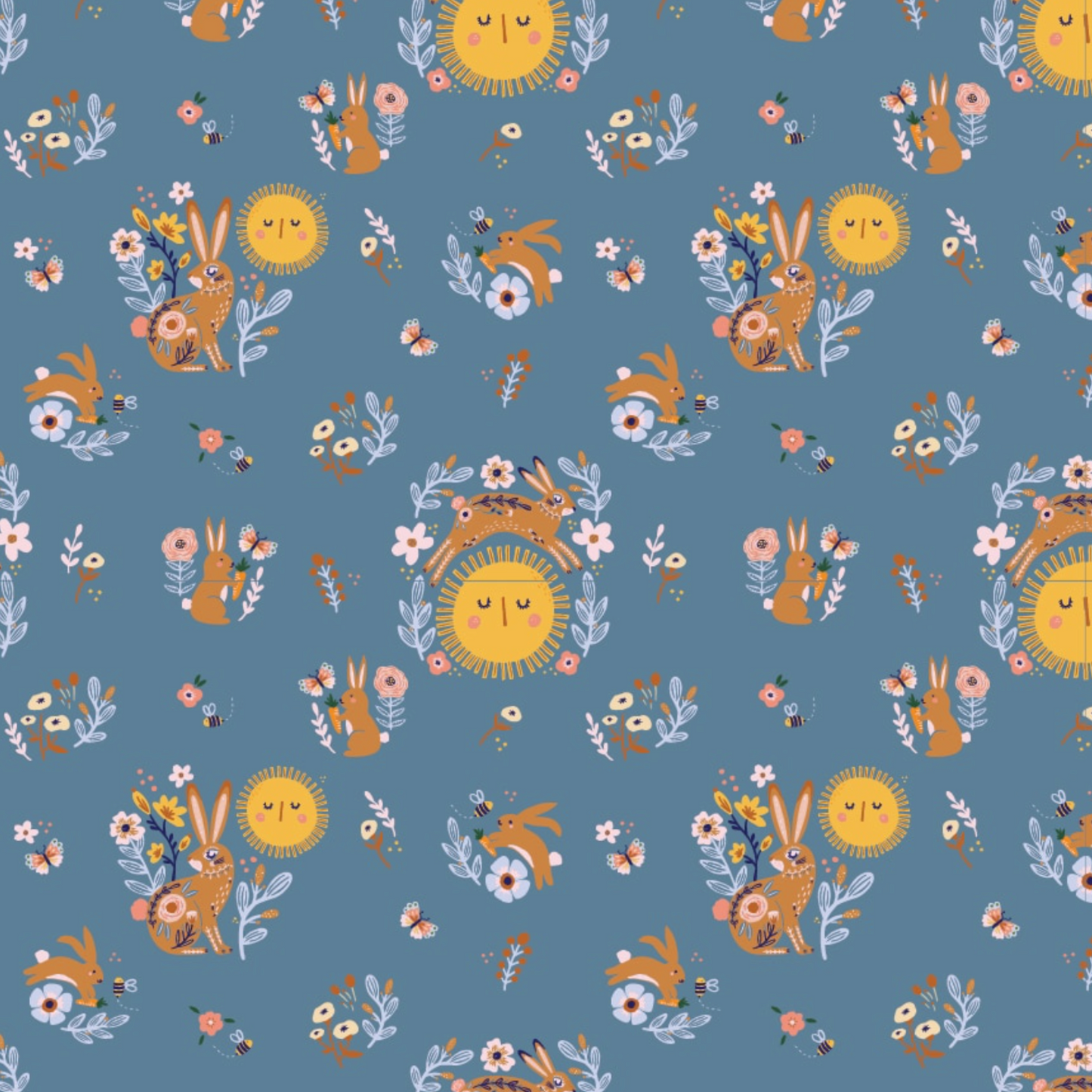 Hide and Seek Sunny Bunnies Blue HS23413, sold by the 1/2 yard - Good Vibes Quilt Shop