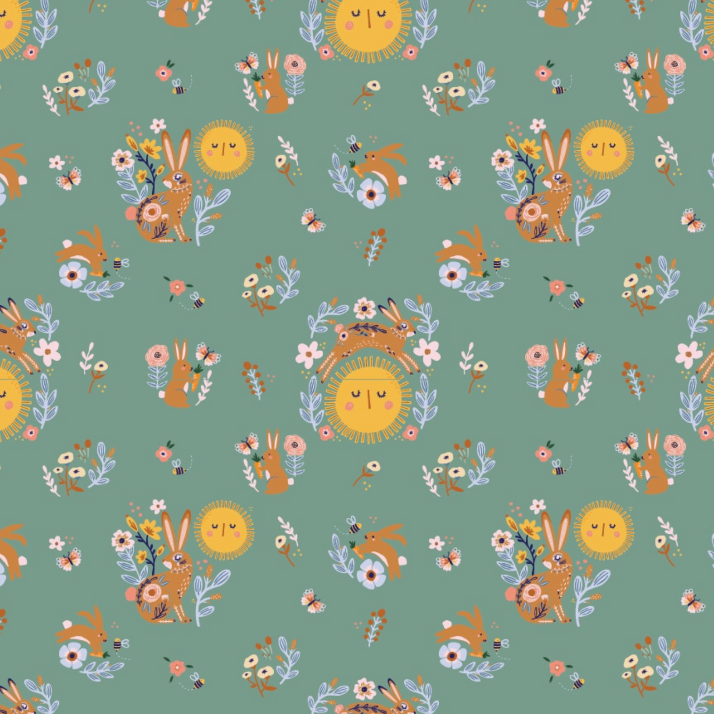 Hide and Seek Sunny Bunnies Green HS23414, sold by the 1/2 yard - Good Vibes Quilt Shop