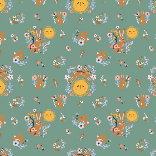 Hide and Seek Sunny Bunnies Green HS23414, sold by the 1/2 yard - Good Vibes Quilt Shop