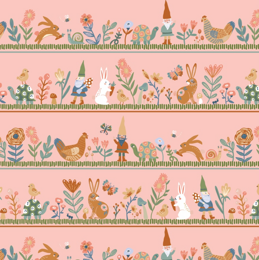 Hide and Seek Honey Im Gnome Pink HS23406, sold by the 1/2 yard - Good Vibes Quilt Shop