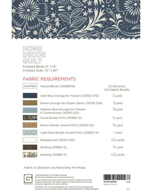 Home Decor Quilt Pattern, by Basic Grey, PAT046, Fat 8th Friendly Pattern - Good Vibes Quilt Shop