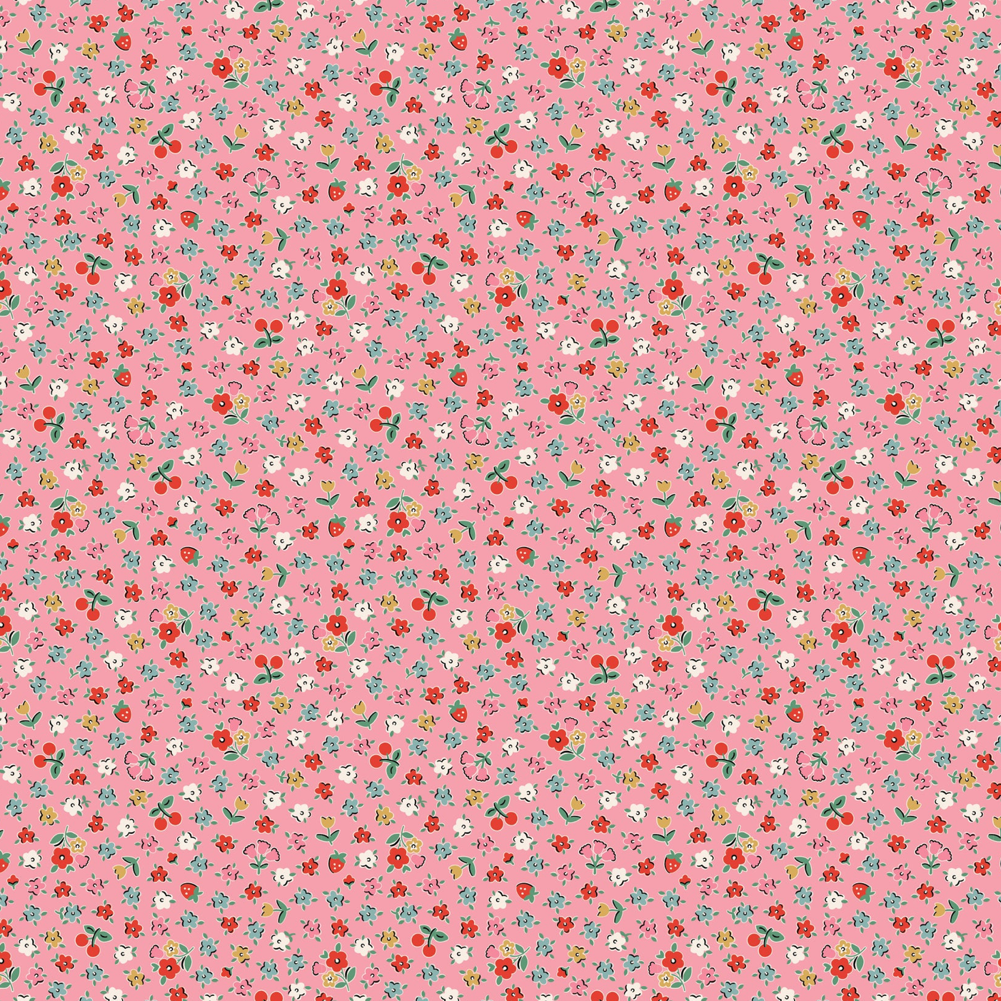 Home Sweet Home Bitty Blossoms Pink VR24468 Poppie Cotton Quilt Fabric Jina Barney Lori Woods Calico Flowers