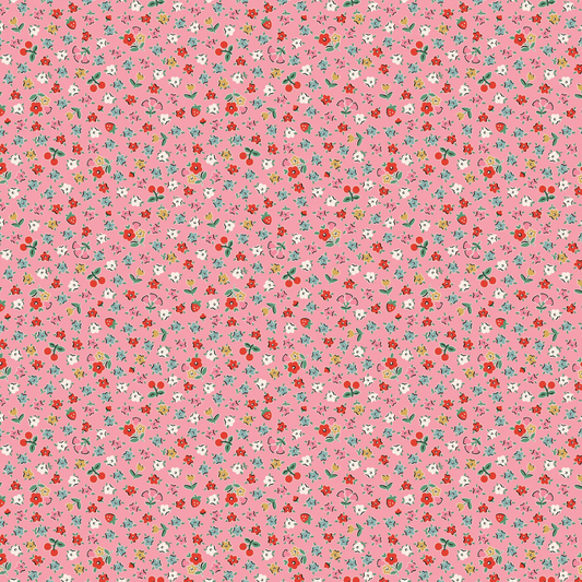 Home Sweet Home Bitty Blossoms Pink VR24468 Poppie Cotton Quilt Fabric Jina Barney Lori Woods Calico Flowers