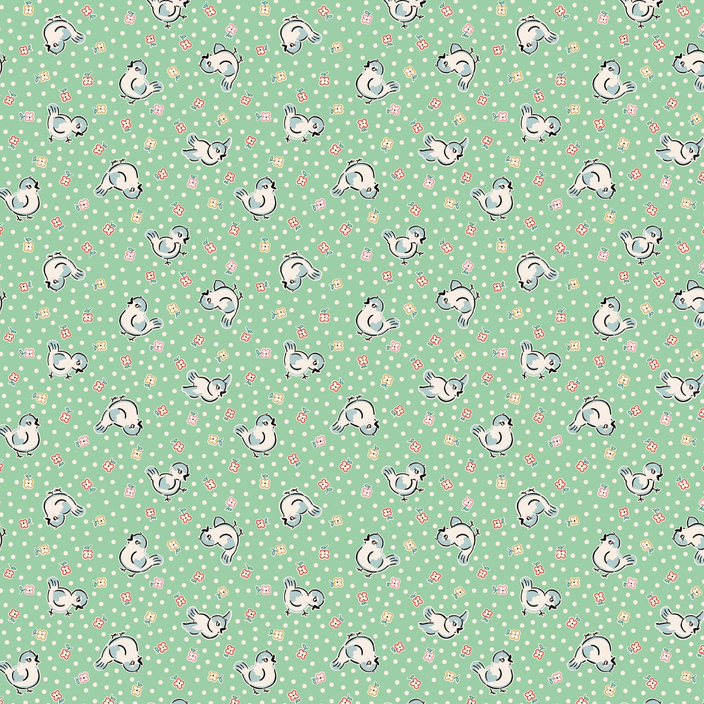 Home Sweet Home, Bluebirds Green, VR24451 Poppie Cotton Quilt Fabric Jina Barney Lori Woods