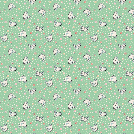 Home Sweet Home, Bluebirds Green, VR24451 Poppie Cotton Quilt Fabric Jina Barney Lori Woods