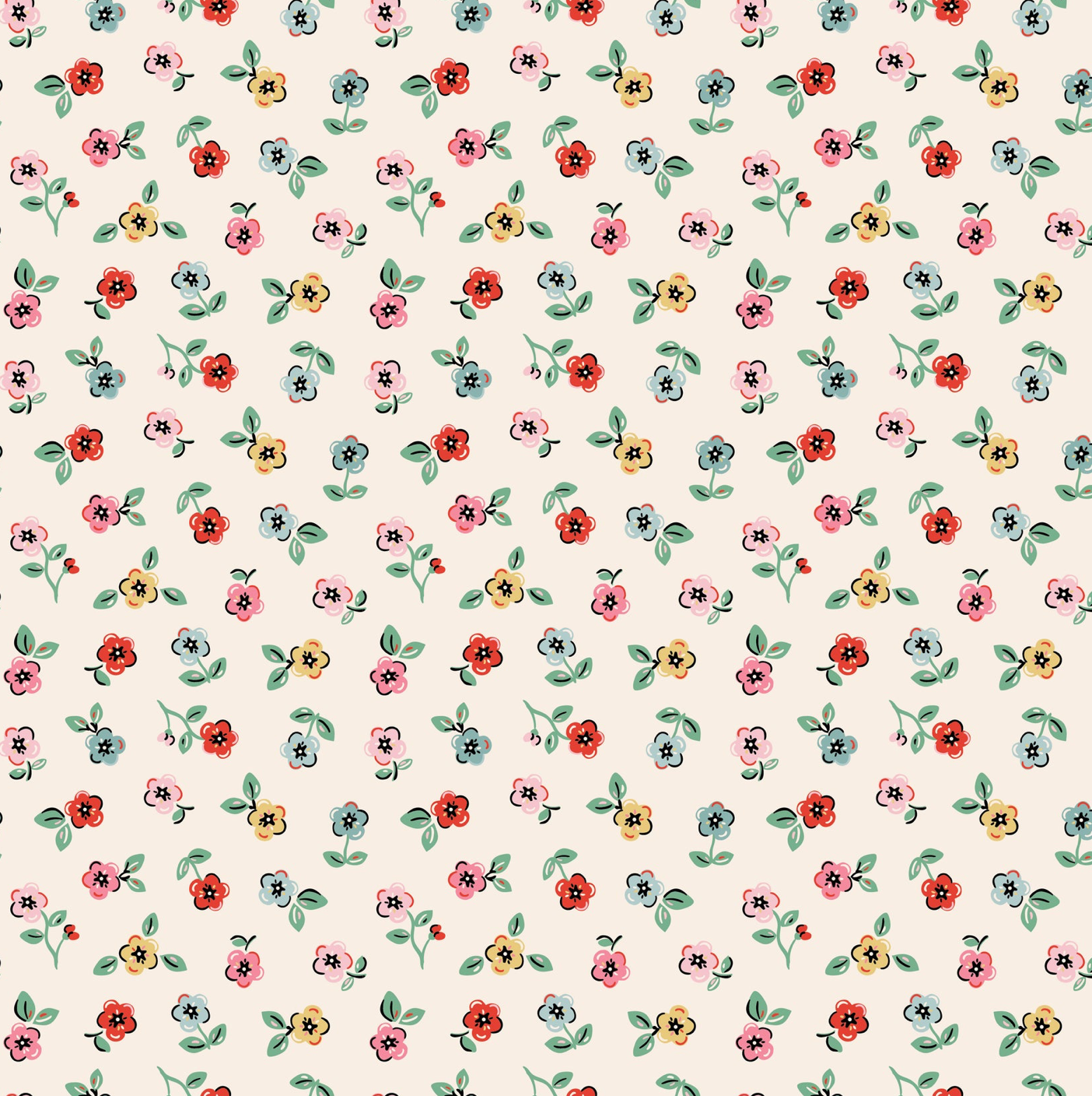 Home Sweet Home Cheery Florals Cream VR24466  Poppie Cotton Quilt Fabric Jina Barney Lori Woods