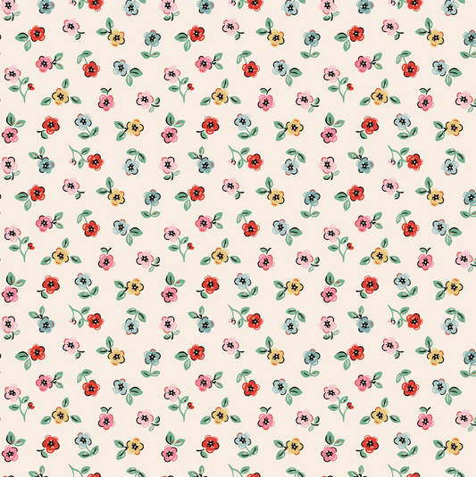 Home Sweet Home Cheery Florals Cream VR24466  Poppie Cotton Quilt Fabric Jina Barney Lori Woods
