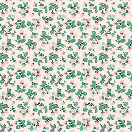 Home Sweet Home Strawberry Cake Cream VR24454, Sold by 1/2 yard, *PREORDER - Good Vibes Quilt Shop