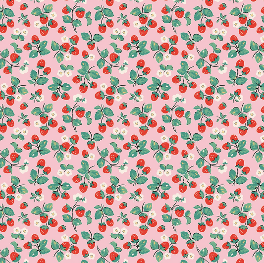 Home Sweet Home Strawberry Cake Pink VR24453 Poppie Cotton Quilt Fabric Jina Barney Lori Woods