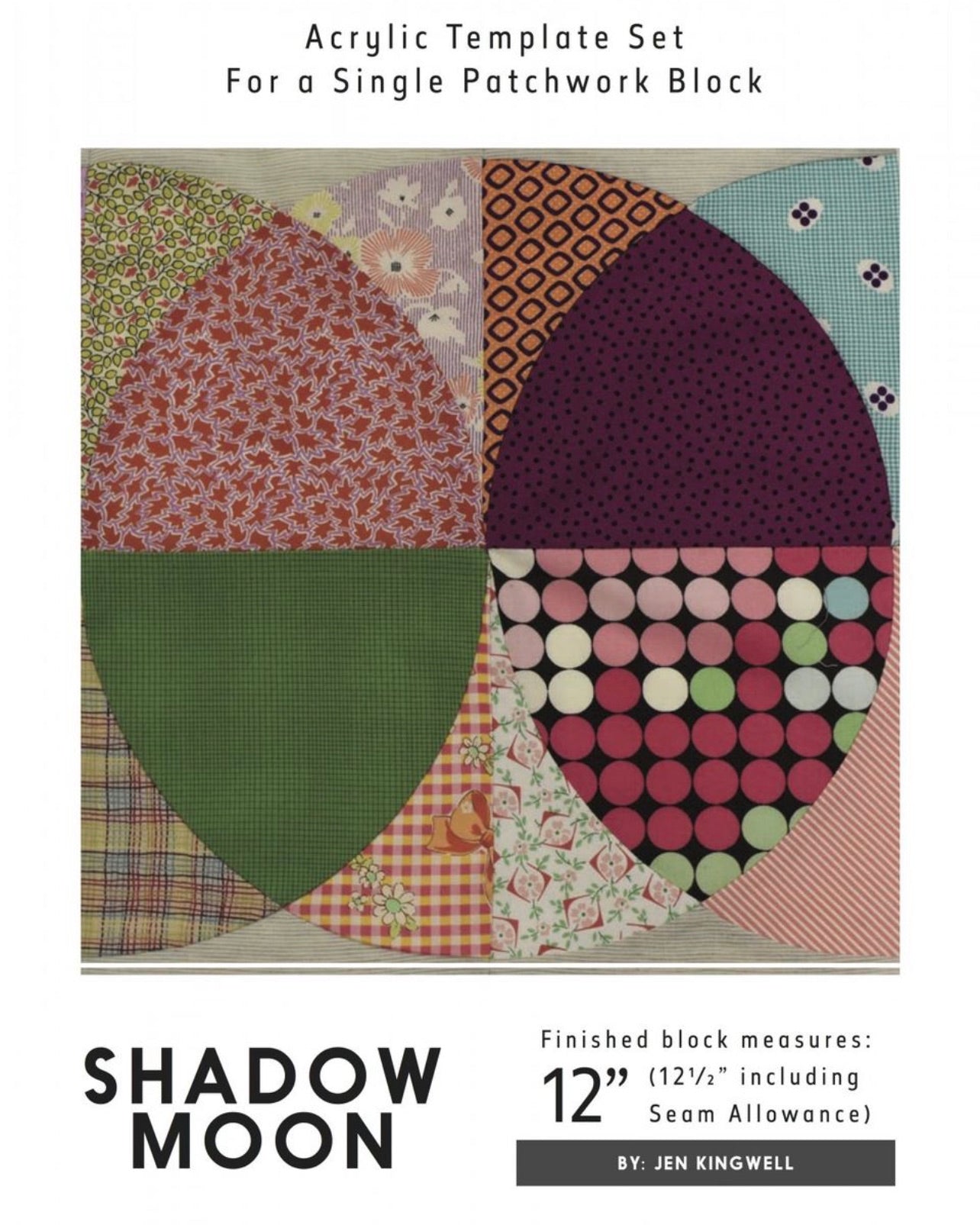 Shadow Moon 12inch template, Jen Kingwell Designs Moda Fabrics Amitie Textiles