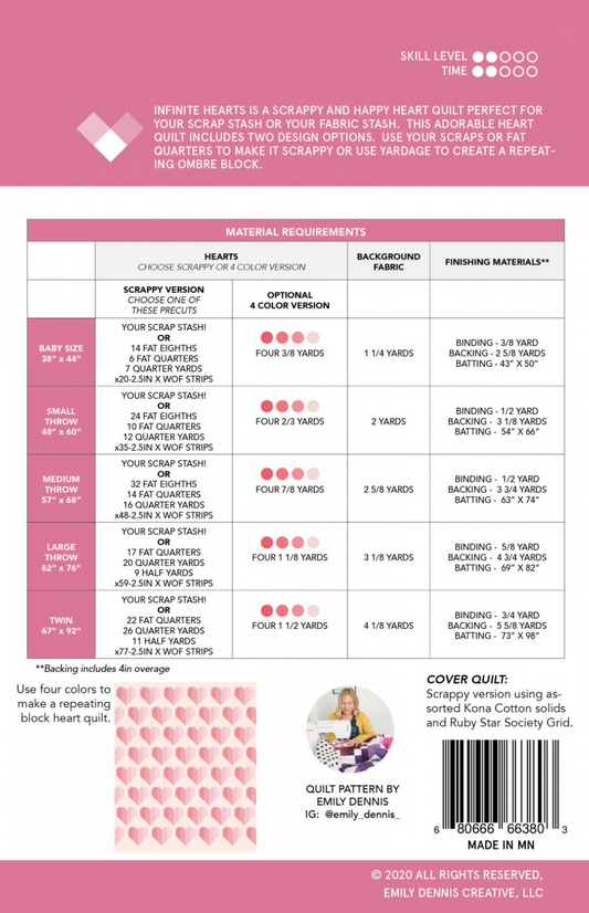 INFINITE HEARTS Quilty Love Pattern by Emily Dennis #138 - Good Vibes Quilt Shop