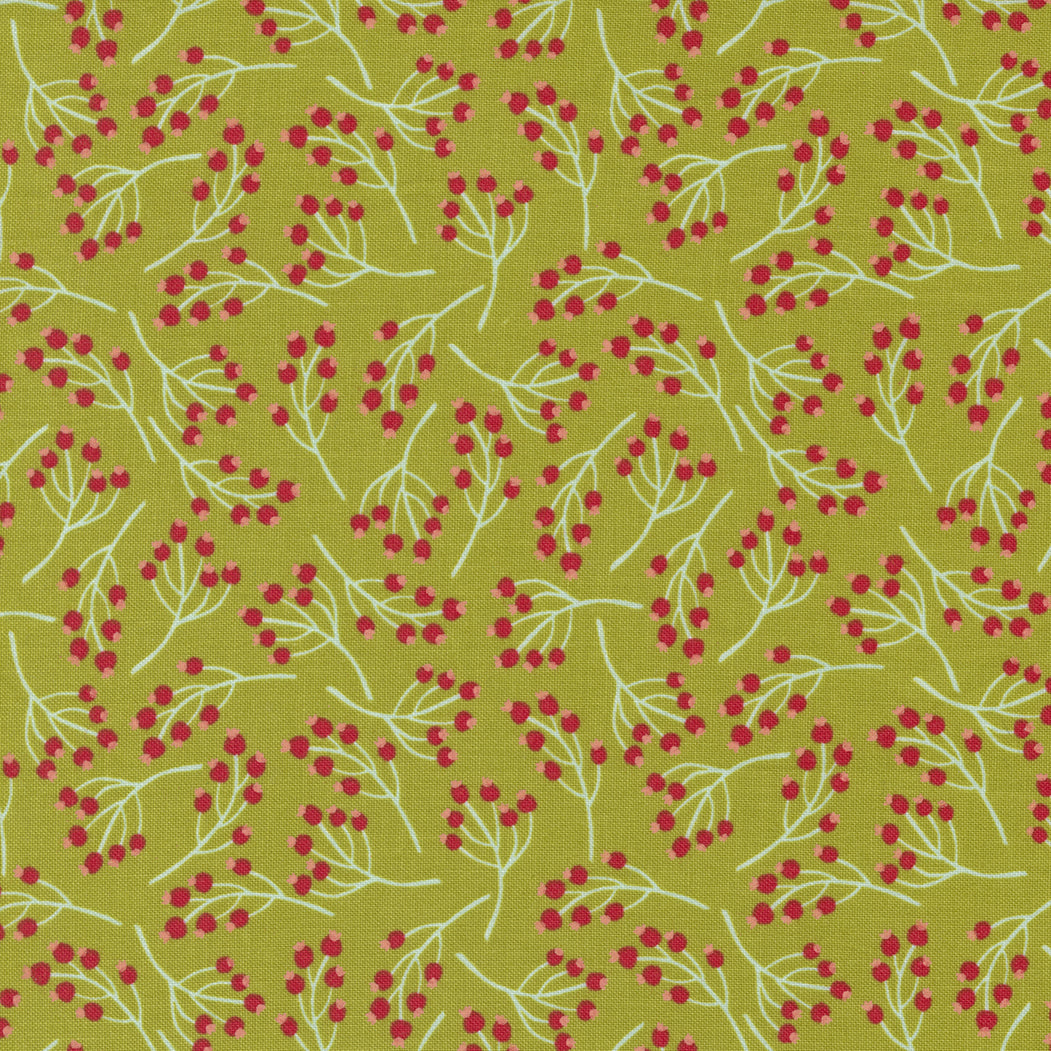 Joyful Joyful Fabric by Moda, Holly Berry Blenders Berries Holly Berry, Field Light Green, 20806 23 - Good Vibes Quilt Shop
