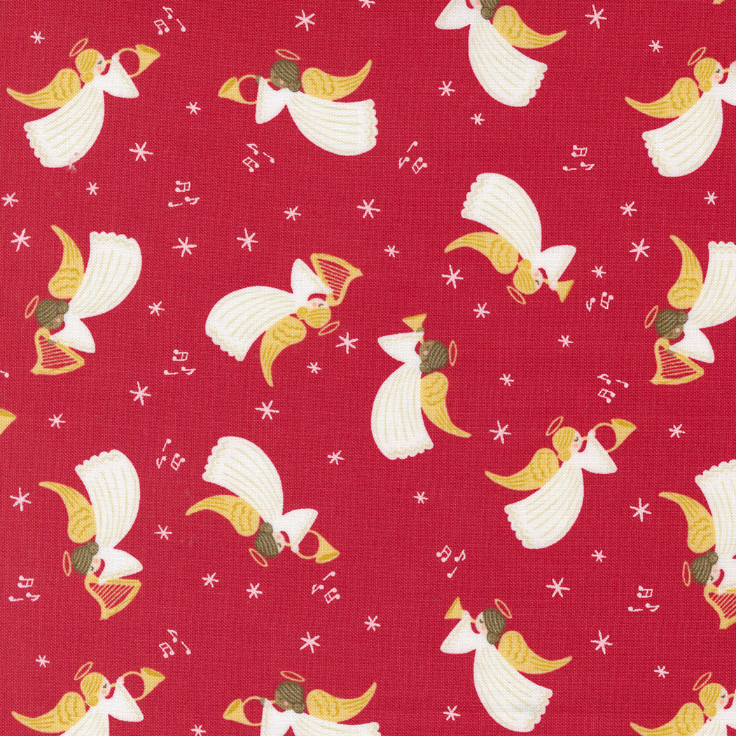 Joyful Joyful Fabric by Moda, Hark The Angels Christmas Angels, Red, 20803 22 - Good Vibes Quilt Shop