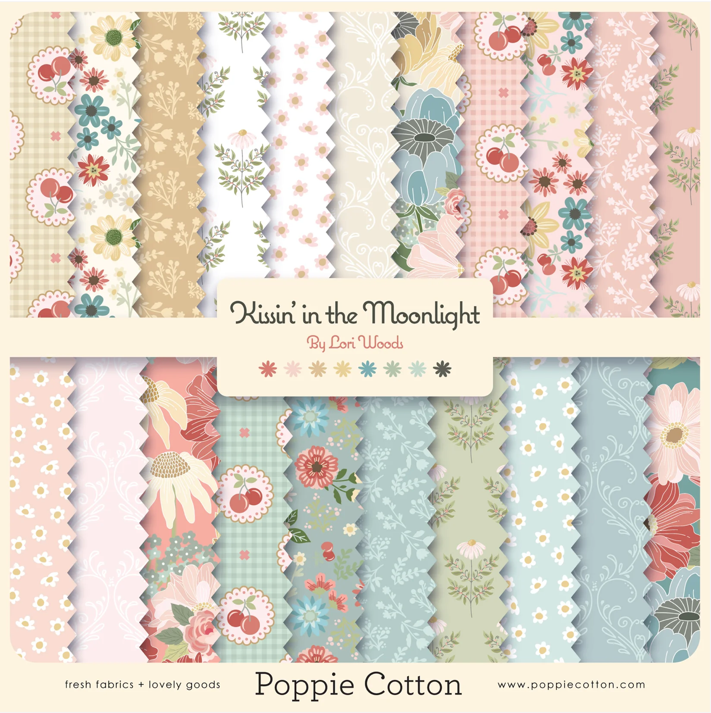 Kissin in the Moonlight Fabric Collection 5" Stacker 42 Pieces KS261030, by Lori Woods