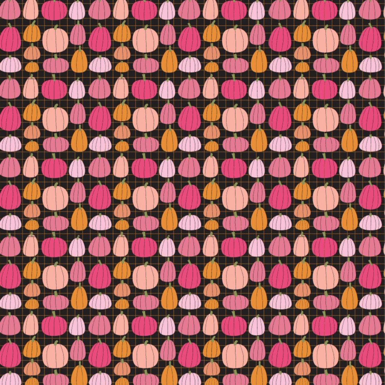 Kitty Loves Candy Pumpkin Patch Black KC23904, sold by 1/2 yard - Good Vibes Quilt Shop
