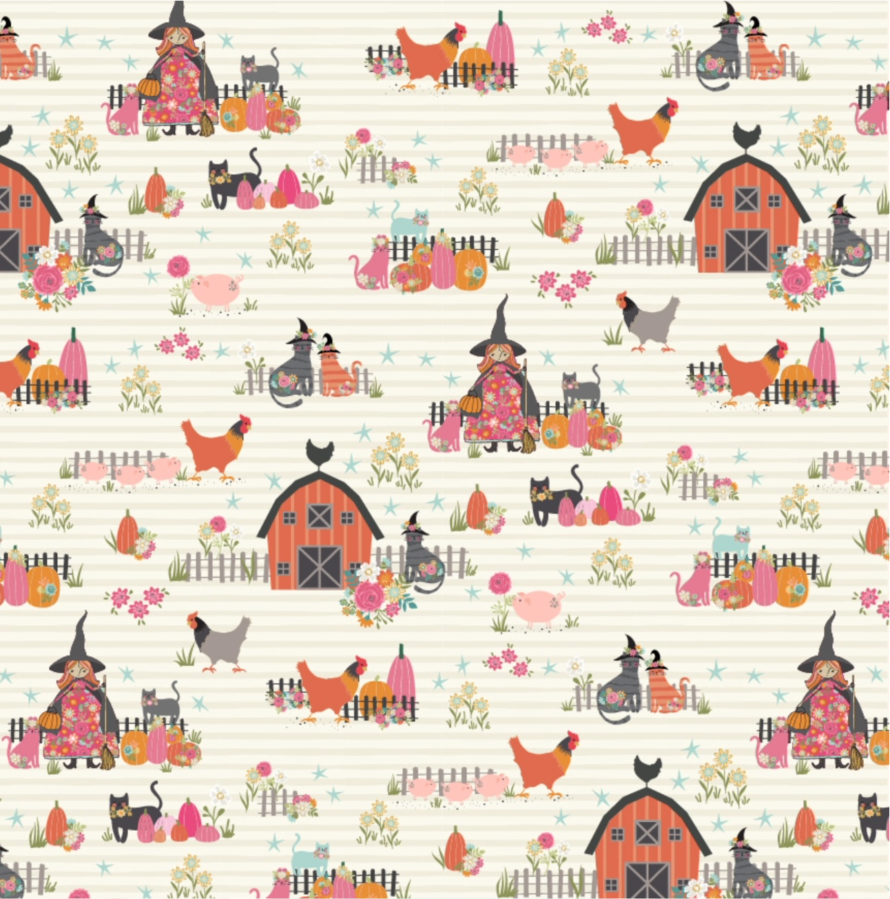 Kitty Loves Candy The Good Witch White KC23909, sold by 1/2 yard - Good Vibes Quilt Shop