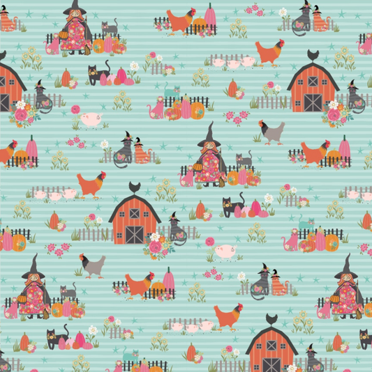 Kitty Loves Candy The Good Witch Teal KC23911, sold by 1/2 yard - Good Vibes Quilt Shop
