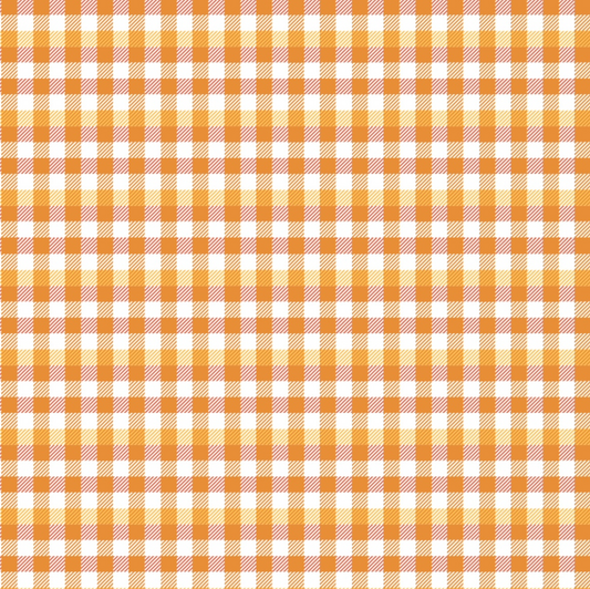 Kitty Loves Candy Halloween Plaid Orange KC23913, sold by 1/2 yard - Good Vibes Quilt Shop