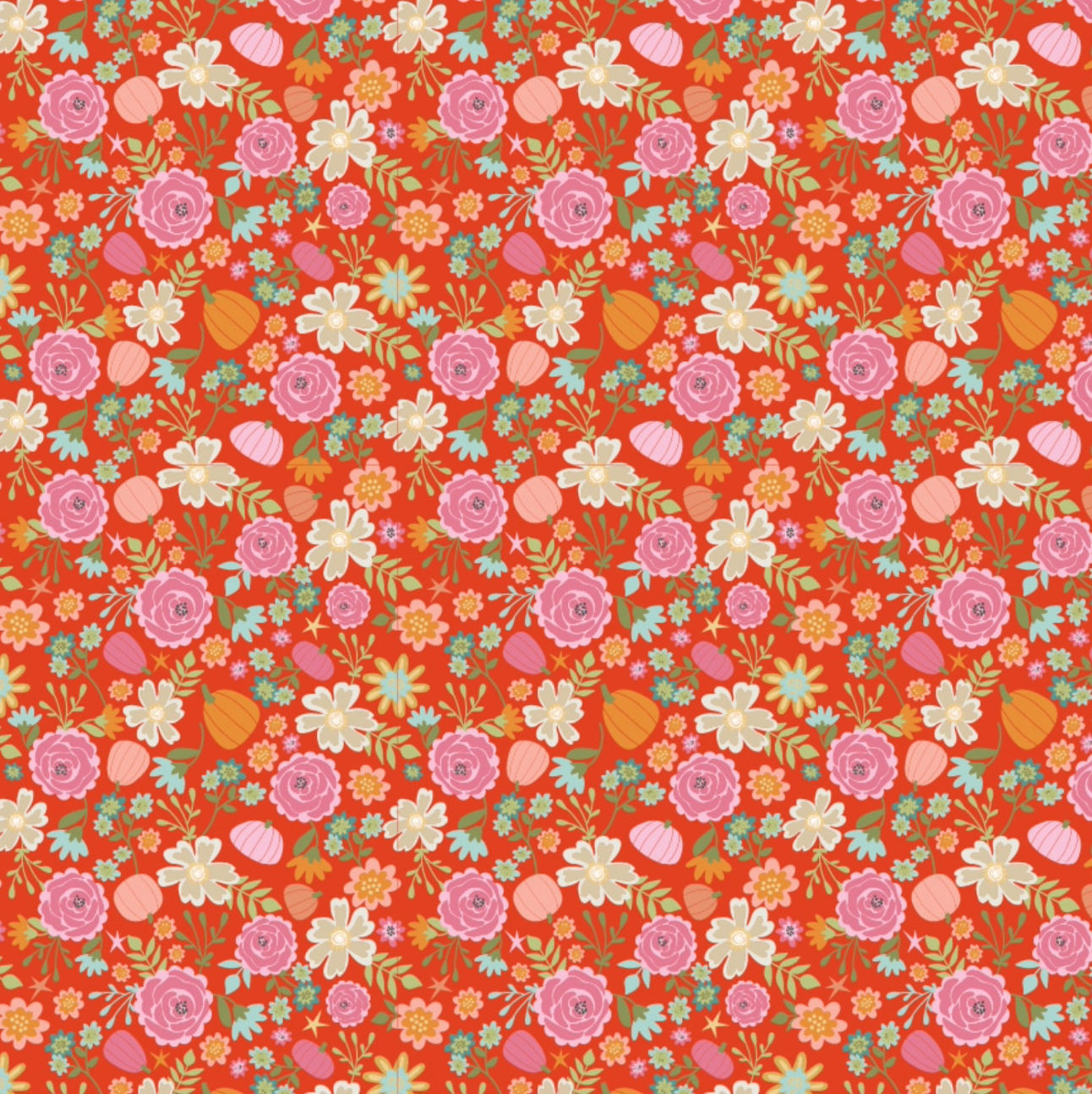 Kitty Loves Candy Pretty Pumpkins Orange KC23915, sold by 1/2 yard - Good Vibes Quilt Shop