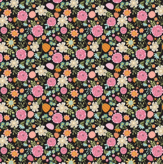 Kitty Loves Candy Pretty Pumpkins Black KC23916, sold by 1/2 yard - Good Vibes Quilt Shop