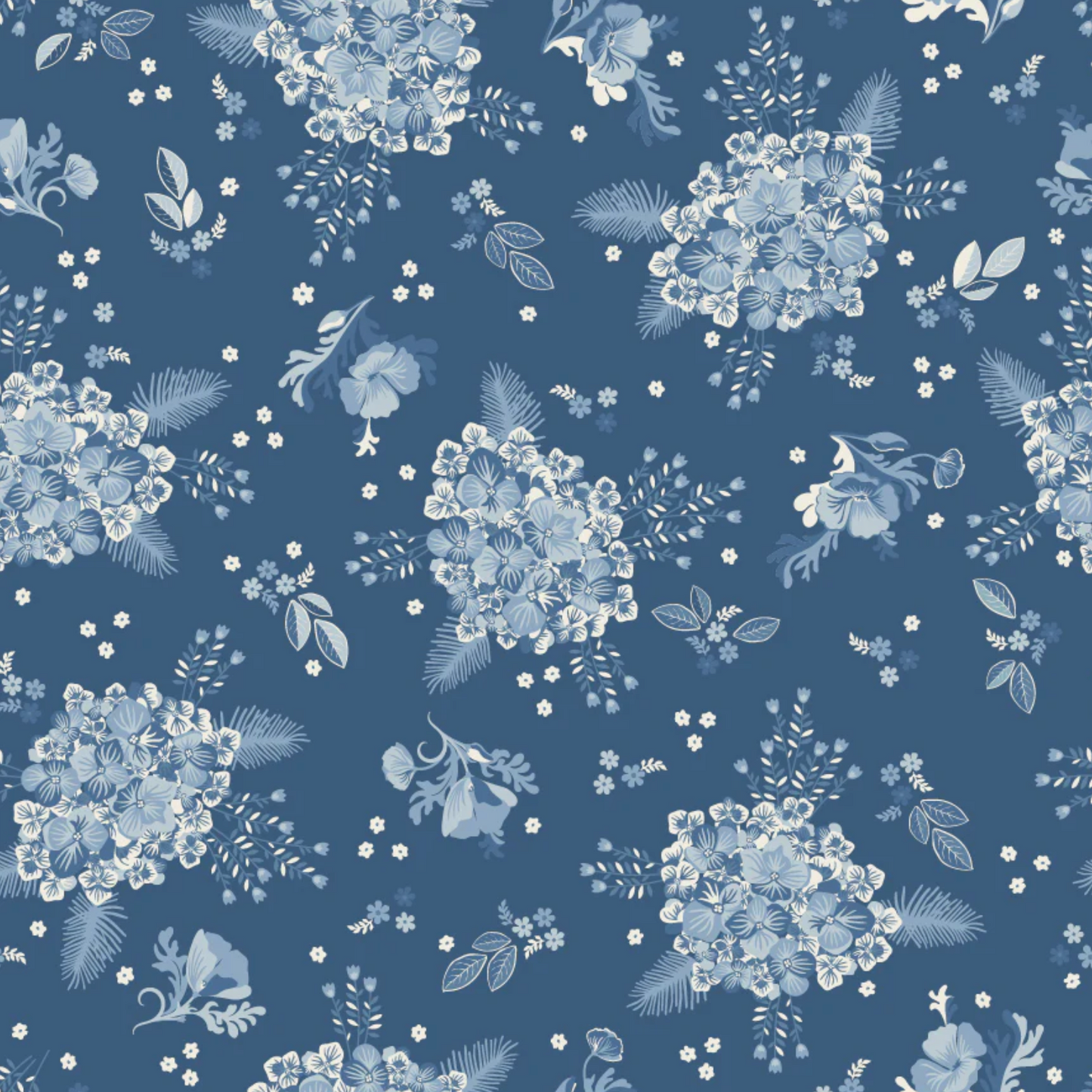 Lakeland Blues, Hydrangeas Dark, LB25813, PREORDER - Good Vibes Quilt Shop
