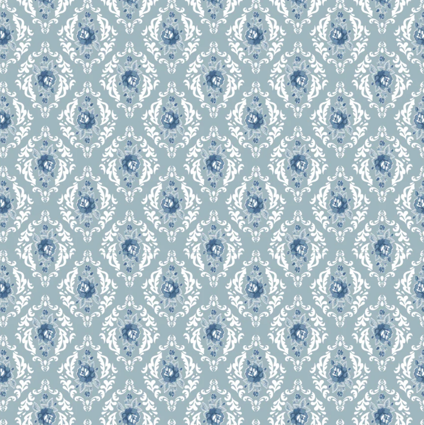 Lakeland Blues, Rose Damask Medium, LB25805, PREORDER - Good Vibes Quilt Shop