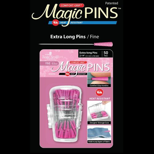 Magic Pins Extra Long FINE 50pc, 2.14" long, Pinhead Size is 0.5mm, sku 219706, - Good Vibes Quilt Shop