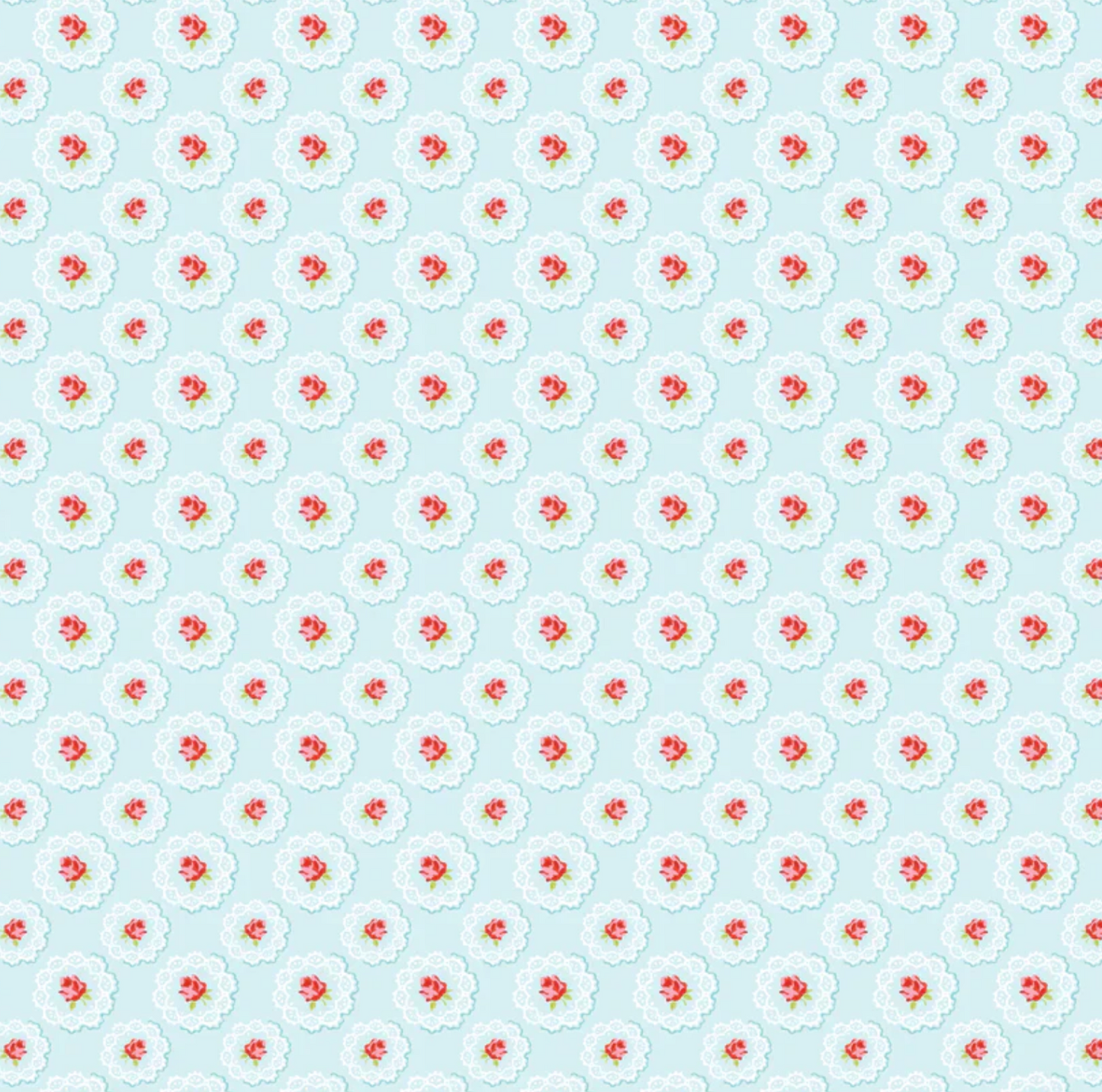Market Day by Poppie Cotton, Doily Teal, MK24567, Sold by the 1/2 Yard