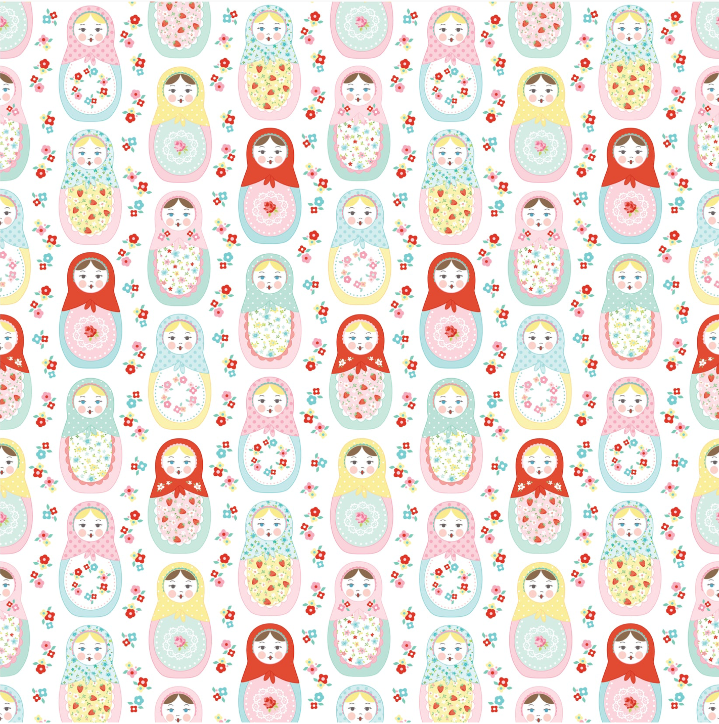 Market Day Nesting Dolls White MK24550, sold by the 1/2 yard, *PRE-ORDER - Good Vibes Quilt Shop