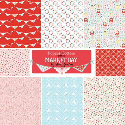 Market Day by Poppie Cotton, Doily Red, sku MK24565 - Good Vibes Quilt Shop