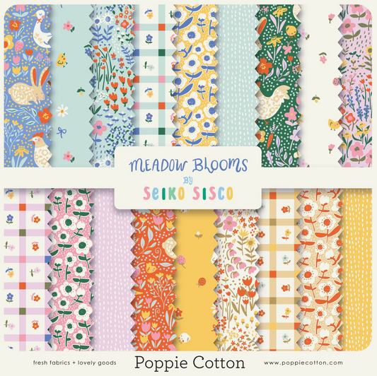 Meadow Blooms Fabric by Seiko Sisco for Poppie Cotton | Tiny Treasures Yellow MB271118 | Sold by the 1/2 Yard | PREORDER!