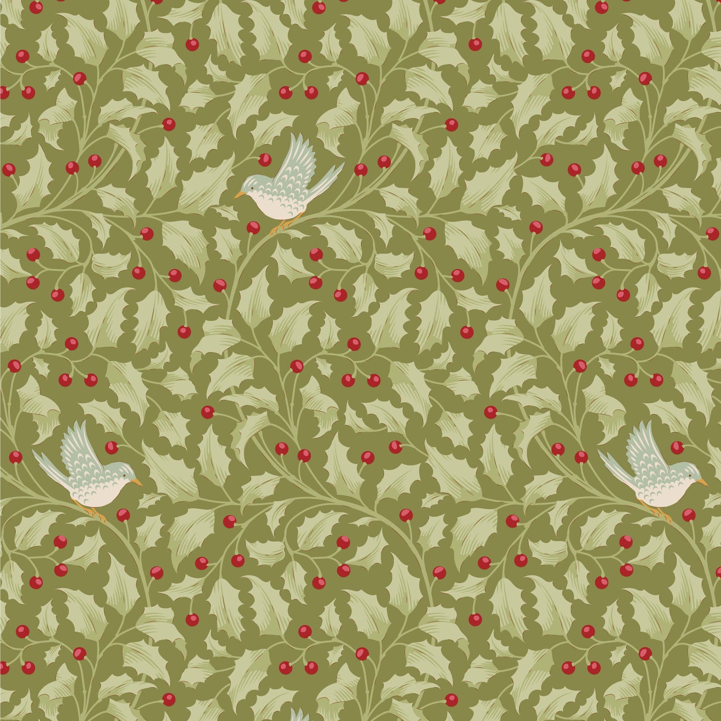 Merry Little Christmas Fabric by Tilda, Holly Moss, TIL100631 - Good Vibes Quilt Shop