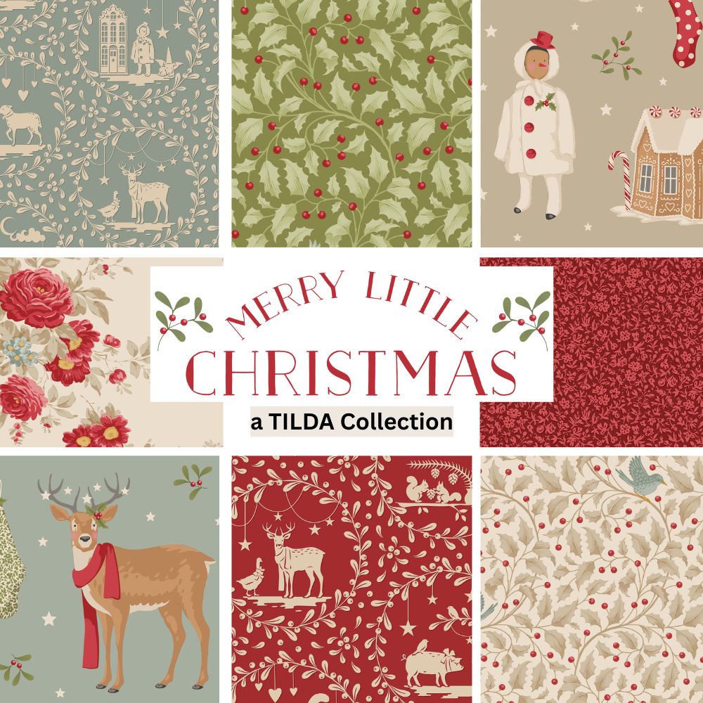 Tilda Merry Little Christmas Fabric, Charm Pack 5in Squares, 40pcs 2 of each, TIL300249
