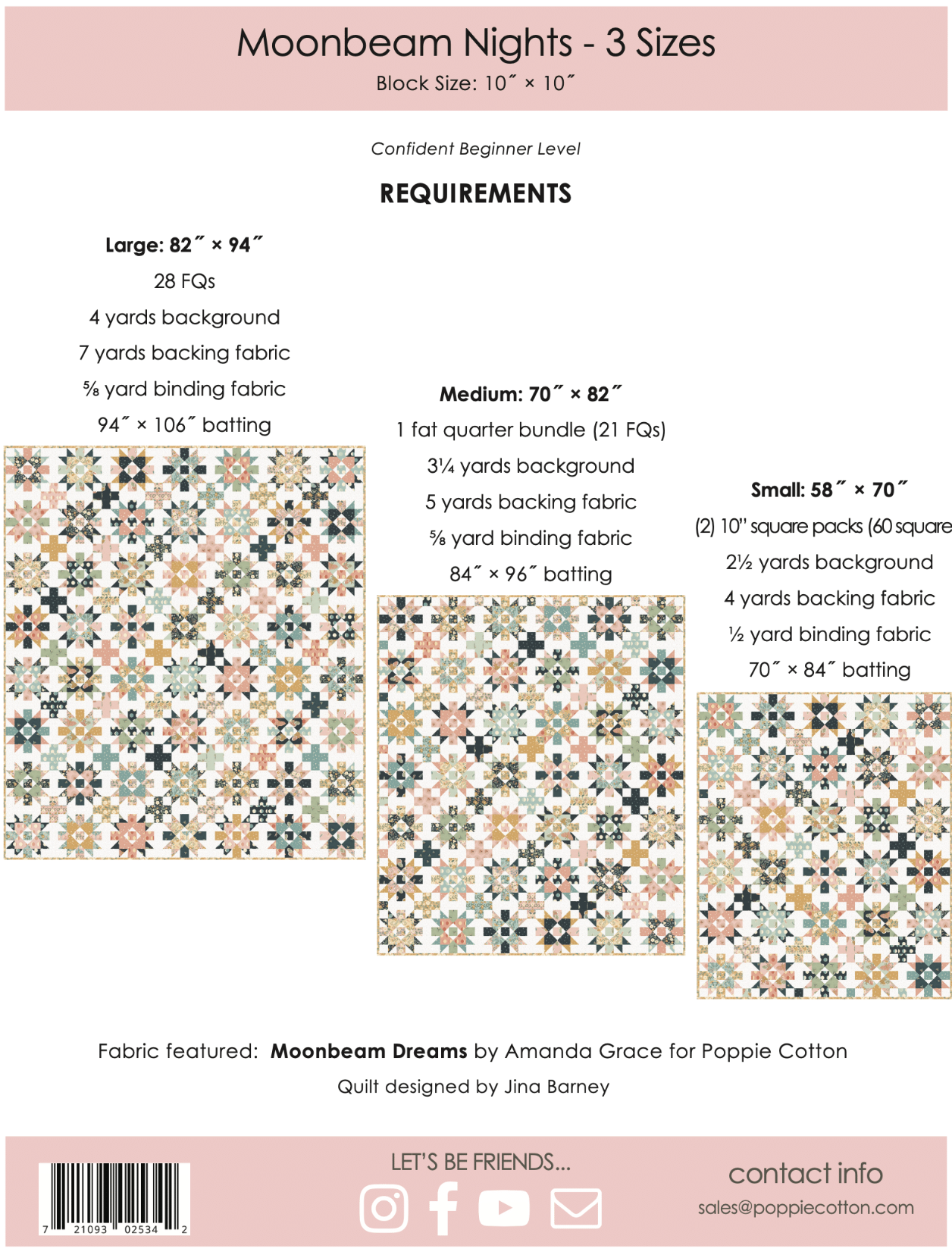 Moonbeam Nights Quilt Pattern, for the Moonbeam Dreams Collection - Good Vibes Quilt Shop