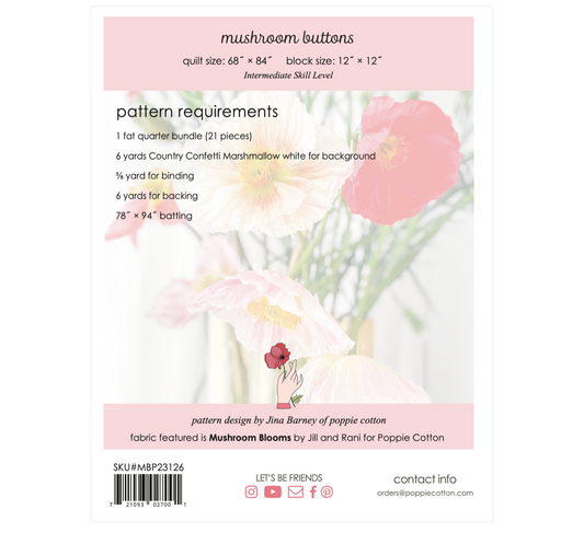 Mushroom Buttons, Fat Quarter Friendly Pattern - Good Vibes Quilt Shop