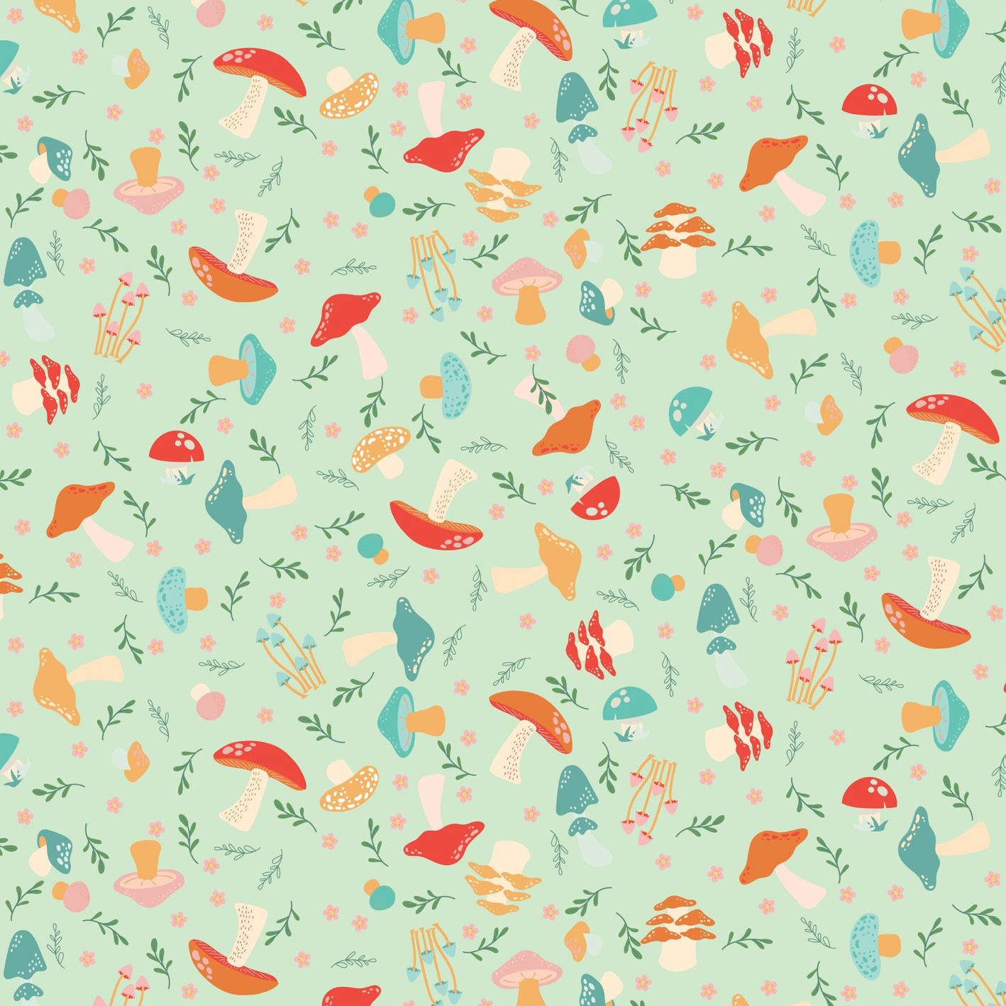 Mushroom Blooms, Shroomies Mint, MB24402, sold by the 1/2 yard, *PREORDER - Good Vibes Quilt Shop