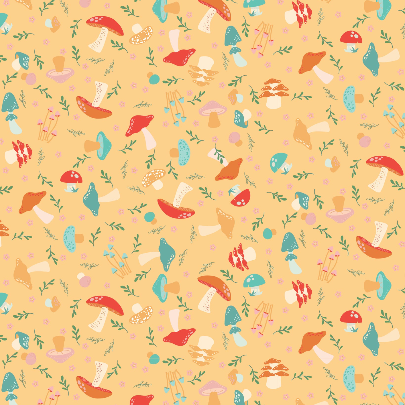 Mushroom Blooms, Shroomies Yellow, MB24400, sold by the 1/2 yard, *PREORDER - Good Vibes Quilt Shop