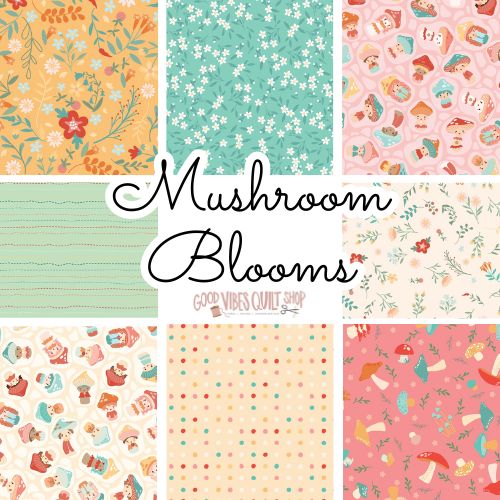 Mushroom Blooms Fabric by Poppie Cotton, Fat Quarter Bundle, 21 Prints, MB24426 - Good Vibes Quilt Shop