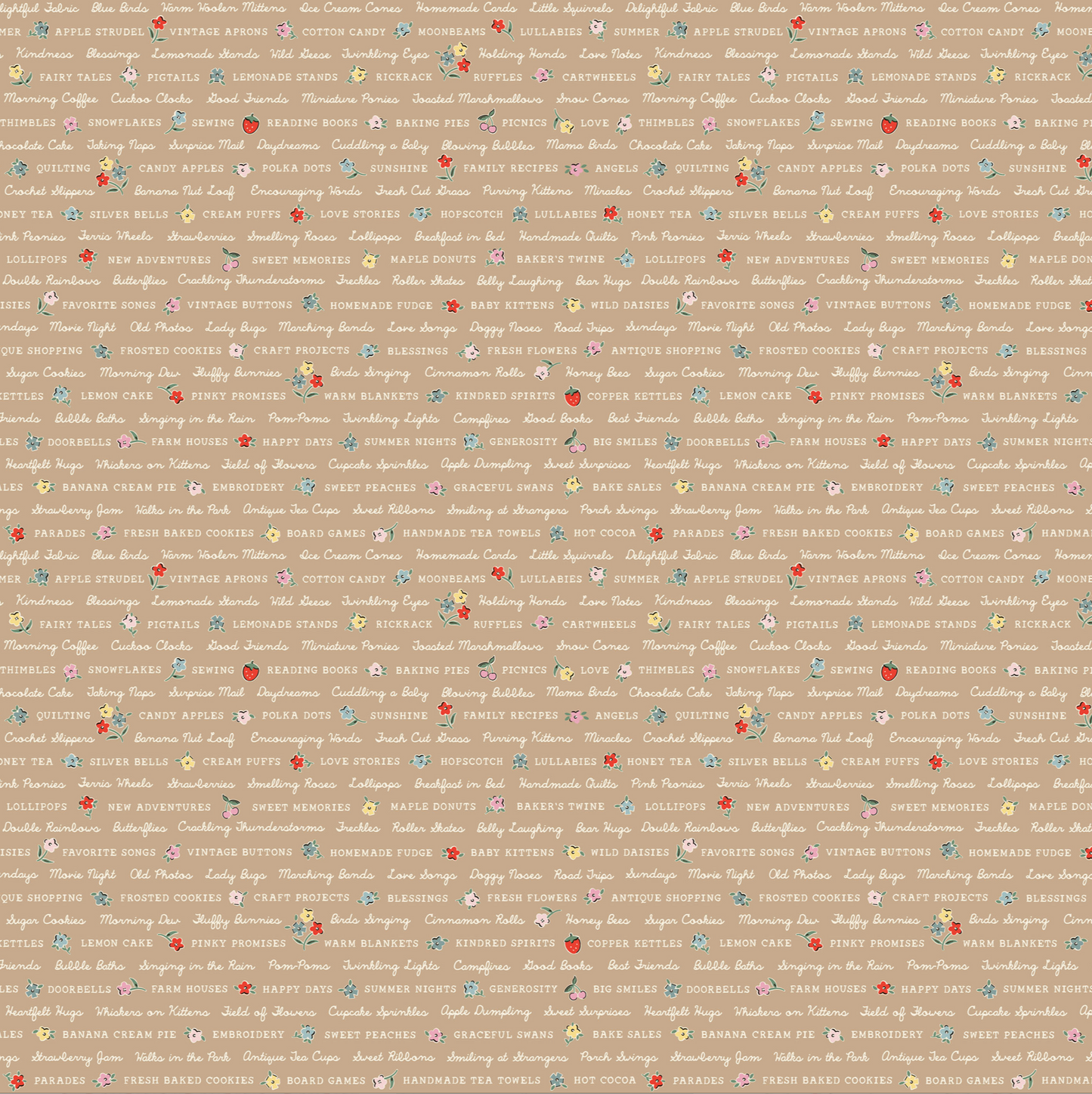 My Favorite Things Love Letters Brown FT23715, sold by the 1/2 yard - Good Vibes Quilt Shop