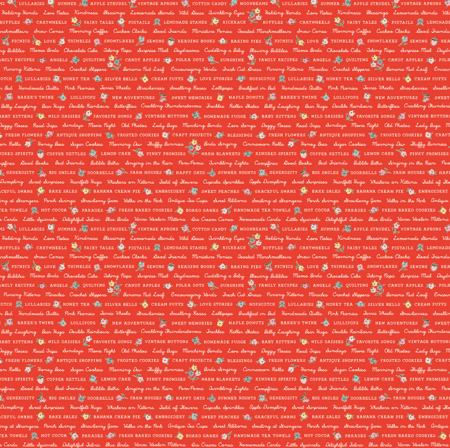 My Favorite Things Love Letters Red FT23716, sold by the 1/2 yard - Good Vibes Quilt Shop
