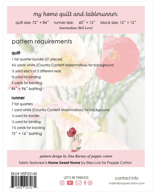 My Home Quilt and Table runner Pattern, Home Sweet Home Collection, Fat Quarter Friendly - Good Vibes Quilt Shop