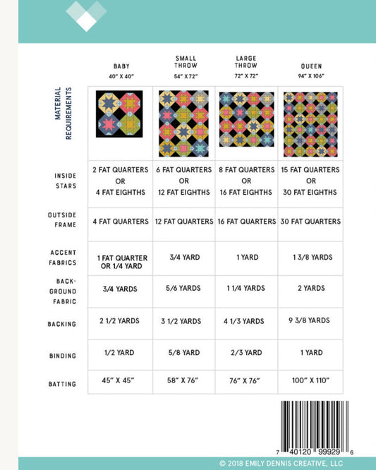 NORTH STAR Quilty Love Pattern Fat Quarter Friendly Quilt by Emily Dennis #113 - Good Vibes Quilt Shop